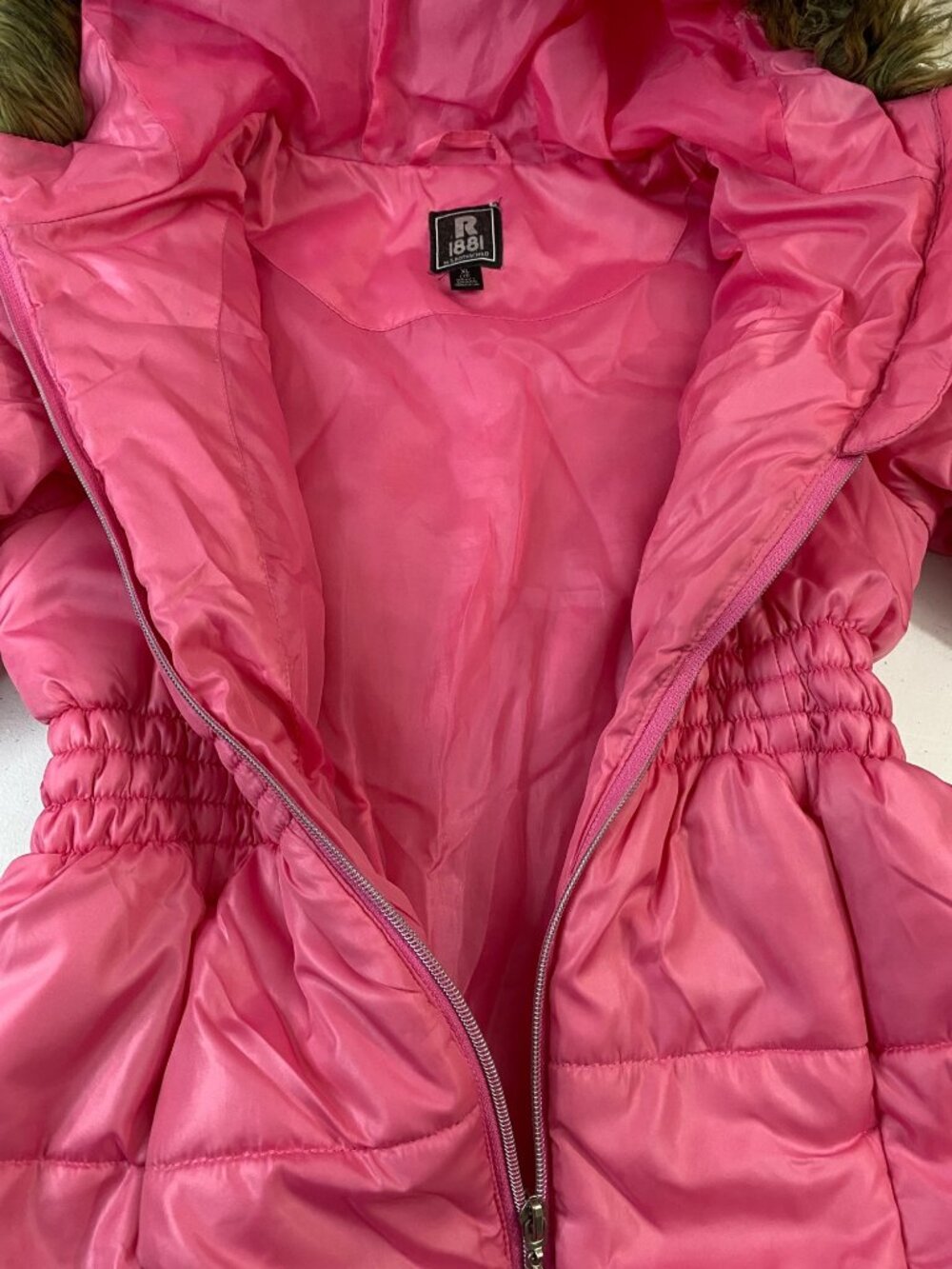 Rothschild Girls Puffer Jacket Pink Faux Fur Hood Winter Coat Size XL 16 - Picture 7 of 9